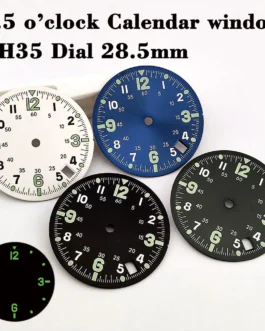 28.5mm NH35 dial with DIY o 'clock /4.5 crown position high quality C3 glow-in-the-dark watch replacement